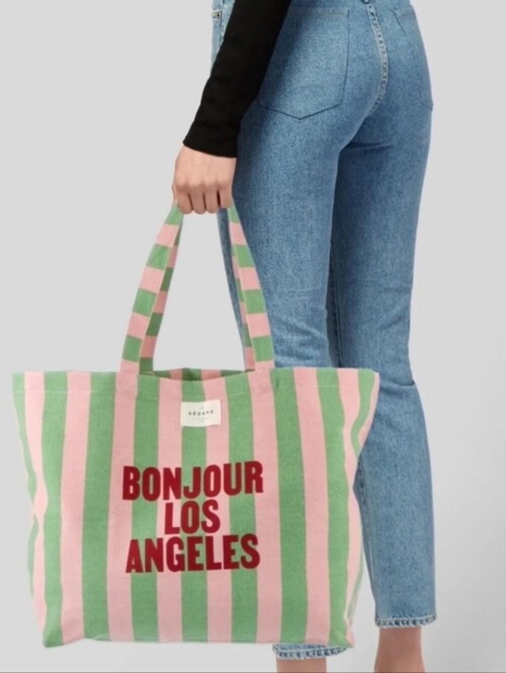 SEZANE CANVAS STRIPED TOTE BAG